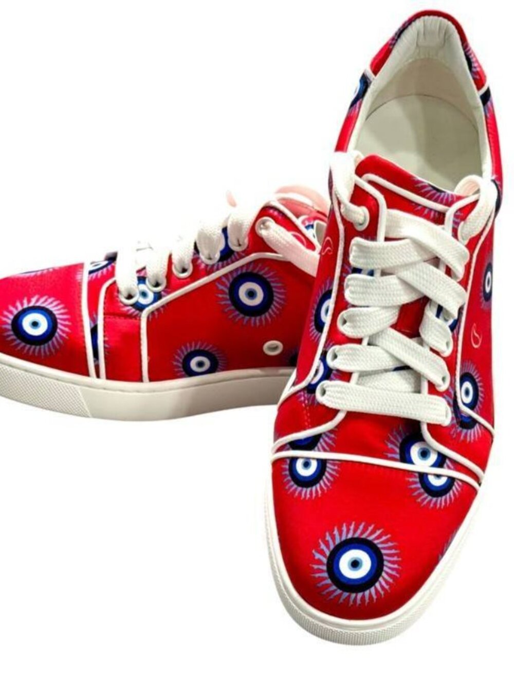 Christian Louboutin Eye Print Sneakers EU 37.5 Red Graphic Low Top Shoes